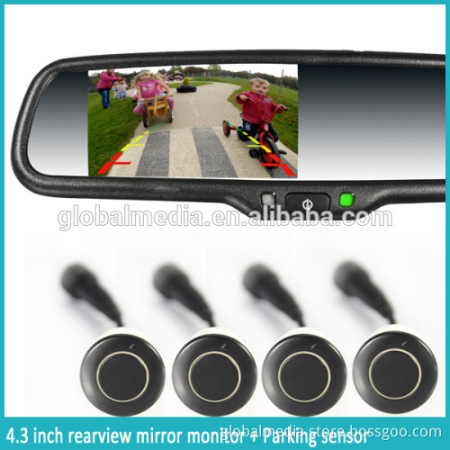 4.3 inch parking sensor rear view mirror monitor with 2 video inputs and auto brightness adjustment